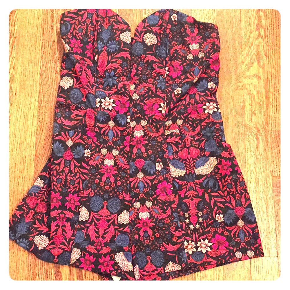 H&M Strapless Floral Romper with Pockets